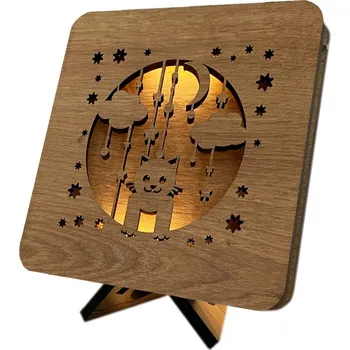 Lampička Li-Go "Kočička" lampa 19x19cm provedení povrchu: dub