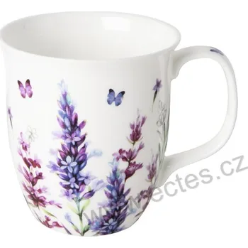 IHR LISA porcelánový hrnek fialová a růžová levandule s malými motýlky 375ml