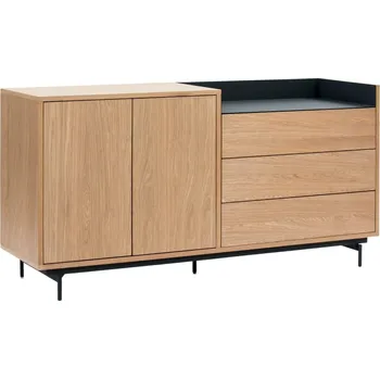 Komoda Dubová komoda Teulat Valley 150 x 45 cm s tmavě modrým dekorem