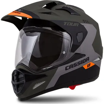 Helma na motorku CASSIDA Enduro helma Tour 1.1 Spectre černo/šedo/zeleno/oranžová 2XL