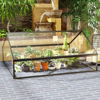 Skleník Zahradní hliníkový skleník s nastavitelnými dveřmi | 117 x 97 x 52 cm