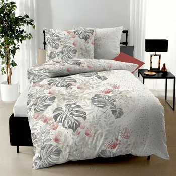 Povlečení Kaeppel | Krepové povlečení Monstera šedá, 140x200, 70x90