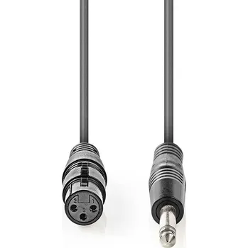 Audio kabel Nedis nesymetrický XLR mono kabel XLR 3pin zásuvka - 6.35mm zástrčka, 3 m (COTH15120GY30)