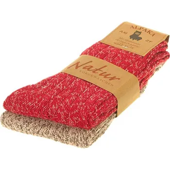 Dámské ponožky Dámské vlněné ponožky Alpaca 2 páry červené (Kvalitní ponožky dámské 2 páry v balení)