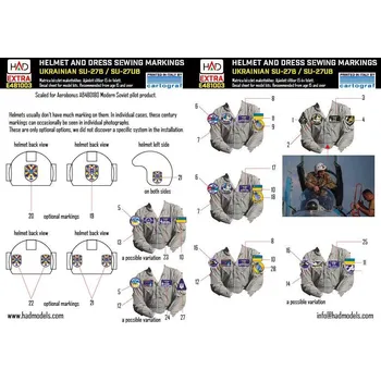 Plastikový model HAD models 1/48 Su-27B/UB Helmet & dress sewing markings