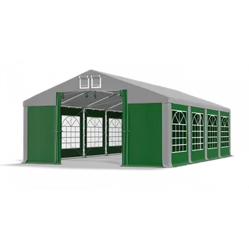 Zahradní stavba Párty stan 6x20x3m střecha PVC 560g/m2 boky PVC 500g/m2 konstrukce ZIMA PLUS Šedá Zelená Šedá