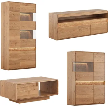 Knihovna Sestava dubového nábytku do obýváku 4 dílná Divisione přírodní dub