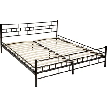 Postel tectake Kovová postel dvoulůžková s lamelovými rošty 200 x 180 cm