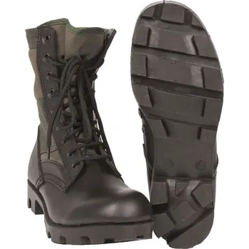 BOTY polní do džungle PANAMA - OLIVOVÉ (Armádní boty - volnočasové boty pro outdoorové aktivity. Obuv je celoprošívaná, vyrobená z kvalitní přírodní usně v kombinaci s pevným materiálem ( Plátno v kombinaci s nylonem ).)