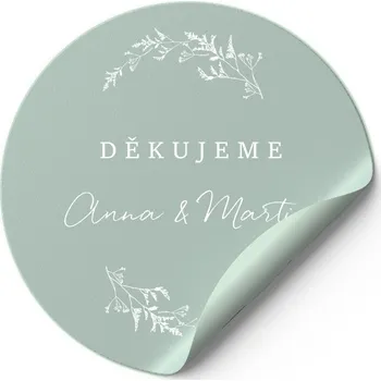 Svatební dekorace Svatební samolepky s vlastními jmény VĚNEČEK ( 10 Ks ) Barva: Mint