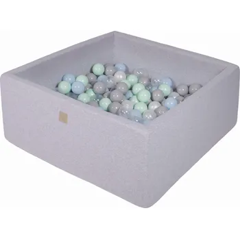 Hra na zahradu MeowBaby Suchý bazének s míčky 90x90x40cm s 200 míčky, čtvercový, šedý: perleťově bílá, šedá, průhledná, mátová, modrá
