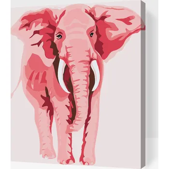 Malování podle čísel - Růžový slon Velikost: 30x40cm, Rámování: Pouze srolované plátno