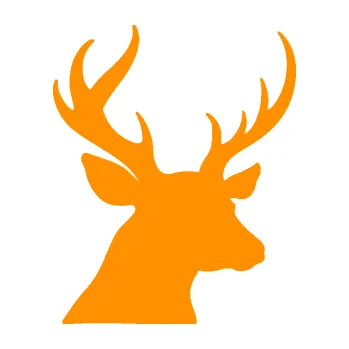 Samolepící dekorace Jelen 009 pravá silueta s parožím (06 - oranžová) SAMOLEPKA NA AUTO, NÁLEPKA, FÓLIE, POLEP, TUNING, VLASTNÍ TEXT, TISK, AUTOSAMOLEPKY.cz, POLEPY, OBRÁZEK, LOGO, 3D STICKERS