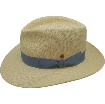 Klobouk Luxusní panamský klobouk Fedora se světlemodrou stuhou - Mayser Colmar - UV faktor 80 Velikost: 61 cm (XL)