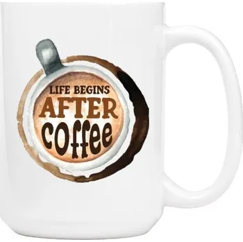 Hrnek velký s potiskem LIFE BEGINS AFTER COFFEE HRNEK