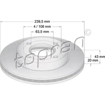 Brzdový kotouč Brzdový kotouč, , 1320581, 1524589, 4071714, YS6J1125CC, YS6W1125AA, YS6W1125AC, TOPRAN, 301 908