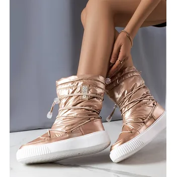 Dámská zimní obuv Dámské metalické INT1783B zateplené sněhule Béžová - Big Star béžová 41