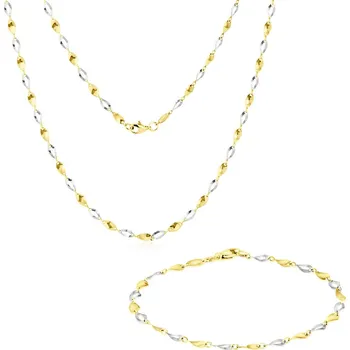 Souprava šperků GEMMAX Souprava zlatých dámských šperků - náhrdelník a náramek – zlatý šperk ryzosti 585/1000 v Dárkovém balení s Certifikátem GLKCN-21841-21851