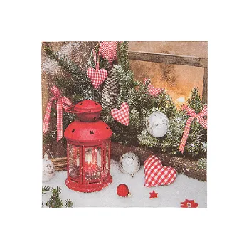 Papírový ubrousek Vánoční papírové ubrousky Červená lucerna KG