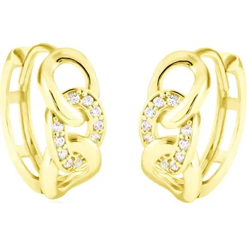 Náušnice GEMMAX Zlaté náušnice kroužky se zirkony Ø 14 mm – zlatý šperk ryzosti 585/1000 v Dárkovém balení s Certifikátem GLEYB-14-42031