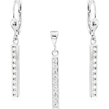 Souprava šperků GEMMAX Stylová souprava šperků z bílého zlata - náušnice a přívěsek – zlatý šperk ryzosti 585/1000 v Dárkovém balení s Certifikátem GLSWB-77221-00471-25841