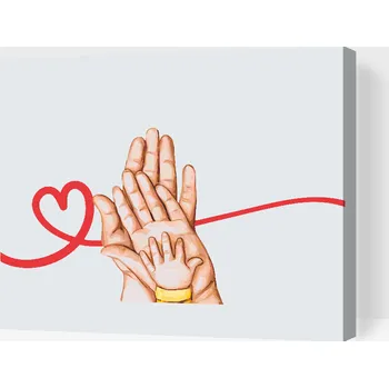 Malování podle čísel - Láska rodičů a dítěte Velikost: 30x40cm, Rámování: Pouze srolované plátno