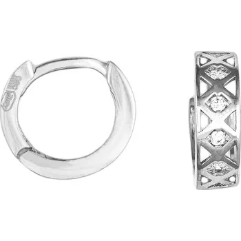 Náušnice GEMMAX Zlaté bílé kroužky se zirkony Ø 10,5 mm – zlatý šperk ryzosti 585/1000 v Dárkovém balení s Certifikátem GLEWB-10-09931