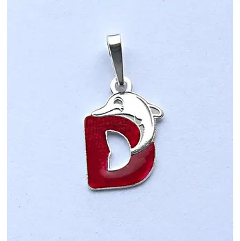 Přívěsek Stříbrný přívěsek písmenko D - PA1058 červená (Stříbrné písmenko barevné , abeceda)