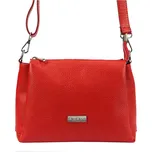 Červená kožená crossbody kabelka MiaMore středních rozměrů