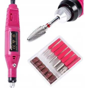 Elektrický pilník na manikúru a pedikúru s nástavci 16 x 2,4 cm růžový