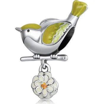 Přívěsek Elenys stříbrný přívěsek Ptáček a květ