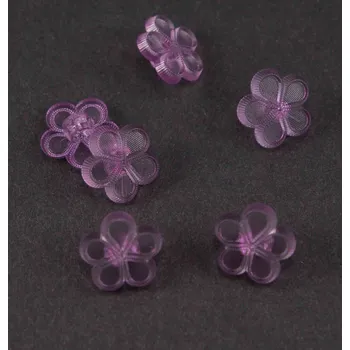 Knoflík Dětský knoflík - světle fialová kytička - transparentní - průměr 1,3 cm