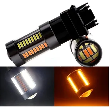 Povinná bezpečnostní výbava Rabel P27/7W 3157 dual color 66 smd 4014 oranžova bila s čočkou USA
