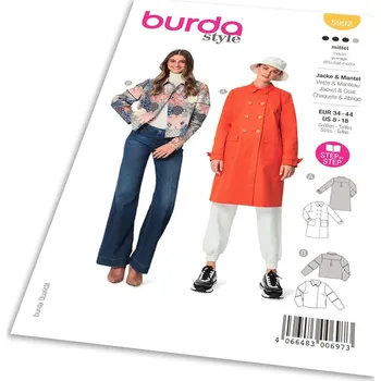 Volný čas Střih Burda 5992 - Dvouřadý kabát, podzimní kabát, sako