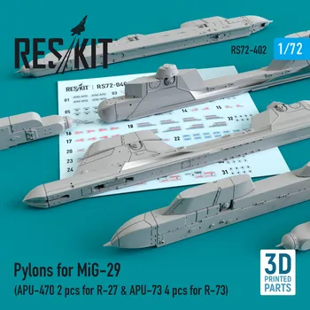 Plastikový model Reskit 1/72 Pylons for MiG-29 (APU-470 for R-27 & APU-73