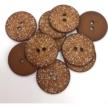 Knoflík GU09, Plast. knoflík, bílé tečky na hnědé, 1ks