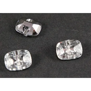 Knoflík Luxusní krystalový knoflík - obdélník s oblinami - světlý krystal - rozměr 1,4 cm x 1 cm