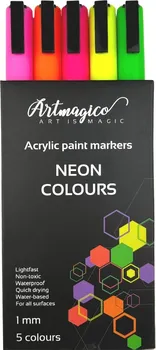 Artmagico Akrylové popisovače s jemným hrotem 5 ks neonové