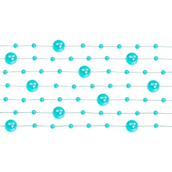 PartyDeco Dekorativní perličky na provázku 130 cm 5 ks, tyrkysové