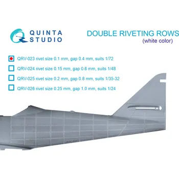 Plastikový model Quinta studio 1/72 Double rivet.rows (0.10 mm, gap 0.4 mm) WHITE