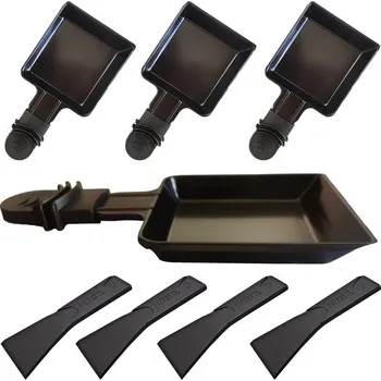 Pánev Raclette lopatka 4 ks - QcuGvy (Set Raclette pánev s lopatkou 4 ks - QcuGvy)