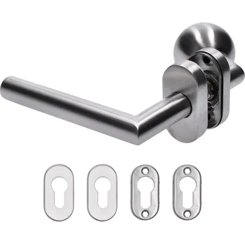 Dveřní kování Koule - klika set inox LEVÁ s rozetou - 1ks pevné nerezové koule lomené, nerezová klika levá,rozeta