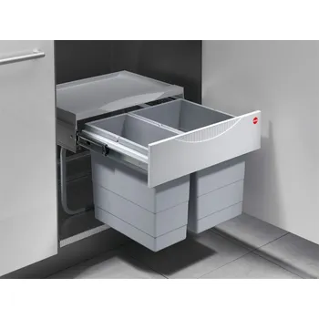 Odpadkový koš Tandem S 2, Odpadkový koš pro otočné dveře, světle šedý