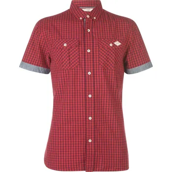Pánská košile Lee Cooper Short Sleeve Gingham Shirt červená/černá XXL
