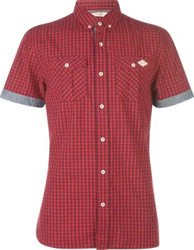 Pánská košile Lee Cooper Short Sleeve Gingham Shirt červená/černá 2XL