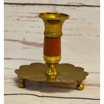 Svícen Svícen mosaz dřevo vějíř