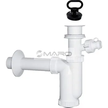 Sifon Plast Brno Sifon umyvadlový s výpustí s přípojkou, s plastovou mřížkou, zátka s očkem, odpad 40 mm, EU1P442