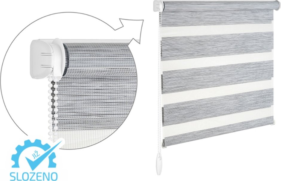ZEBRA-SHOP Roleta DEN A NOC / KOMPLET / PREMIUM / BÍLO-ŠEDÝ MELÍR / BH 67 Výška: 220, Šířka: 54, Strana ovládání: vpravo
