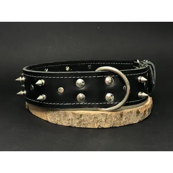 Obojek pro psa Palkar obojek z kůže hlazenice pro psy zdobený hroty 60 cm x 40 mm černý (Palkar obojek z kůže hlazenice pro psy zdobený hroty 60 cm x 40 mm černý)