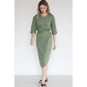 Dámské šaty Khaki minimalistické šaty TUNIQ – nanoSPACE by LADA Velikost: S